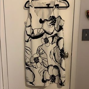 Ann Taylor graphic black and white floral dress